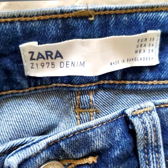 Zara Basic Z1975 Distressed Mid Rise Skinny Jeans Size 4 - Picture 5 of 9